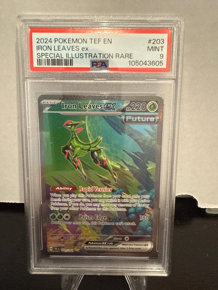 Pokémon TCG 2024 Iron Leaves EX Temporal Forces Special Illustration Rare, 203/162, PSA 9 Mint