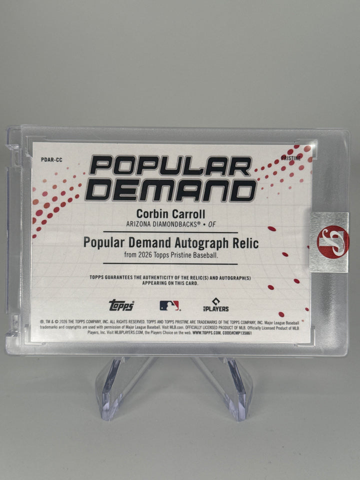 Corbin Carroll 2026 Topps Pristine Popular Demand Patch Auto Blue, 12/75