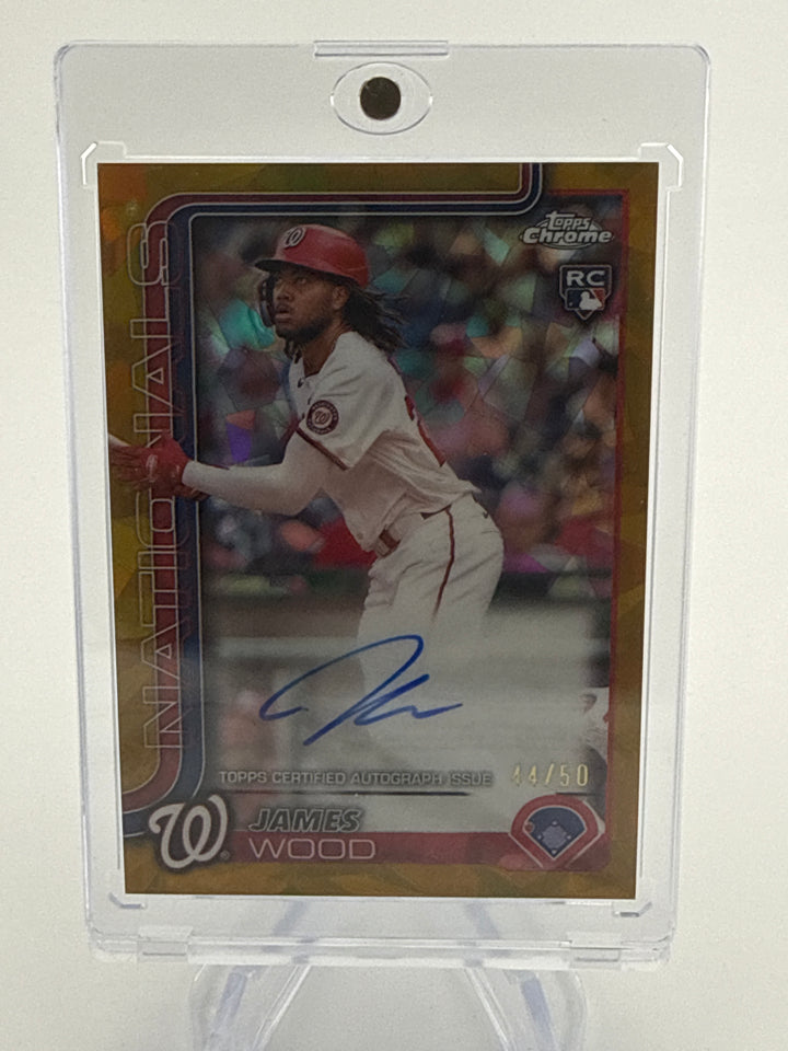James Wood 2025 Topps Chrome Sapphire Rookie Auto Gold, 44/50