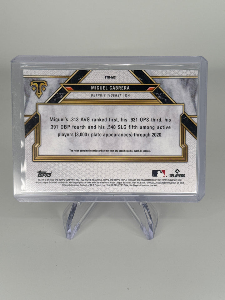 Miguel Cabrera 2021 Triple Threads Miggy at the Bat Game Used Relic, 1/9