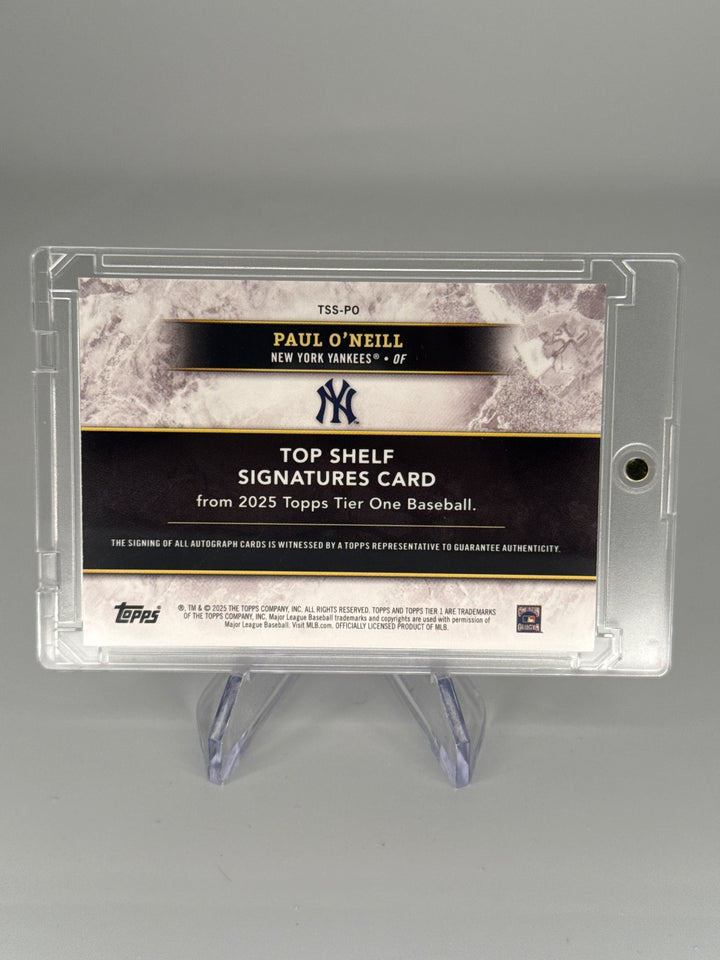 Paul O'Neill 2025 Topps Tier One Top Shelf Blue Foil Auto, 41/49