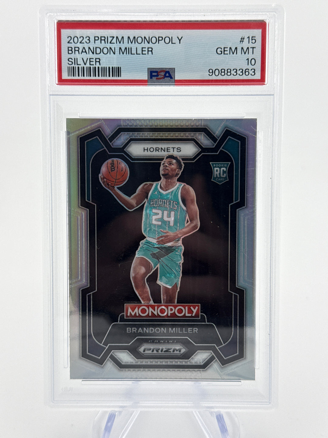 Brandon Miller 2023 Panini Prizm Monopoly Silver Rookie, PSA 10 Gem Mint