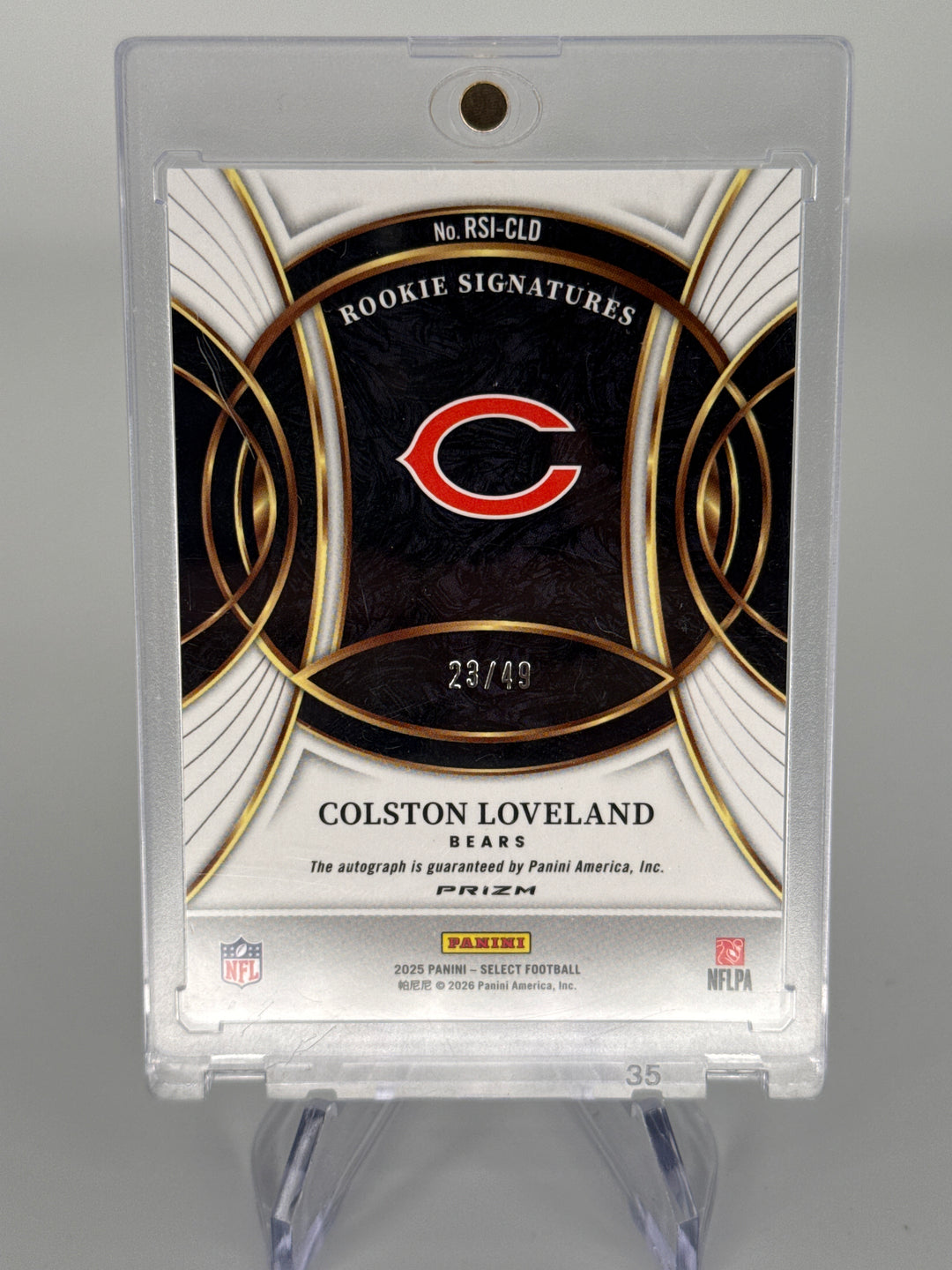 Colston Loveland 2025 Panini Select Light Blue Prizm Rookie Auto, 23/49