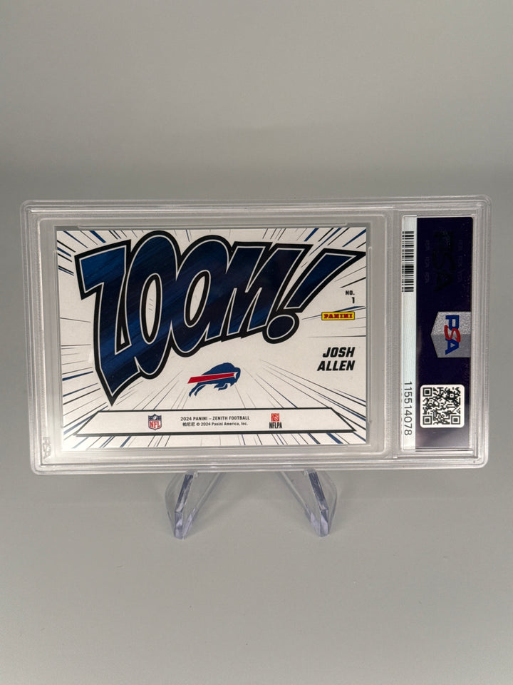 Josh Allen 2024 Panini Zenith Zoom Blue SSP Case Hit, 38/49, PSA 9 Mint
