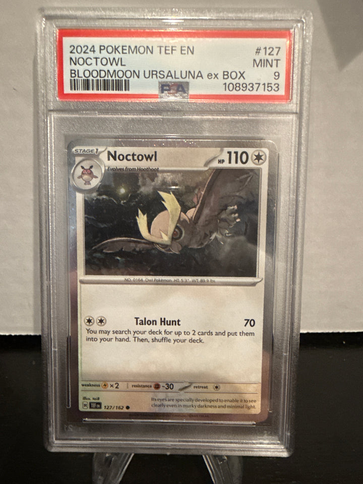 Pokémon TCG 2024 Noctowl Bloodmoon Ursaluna EX Box, 127/162, PSA 9 Mint