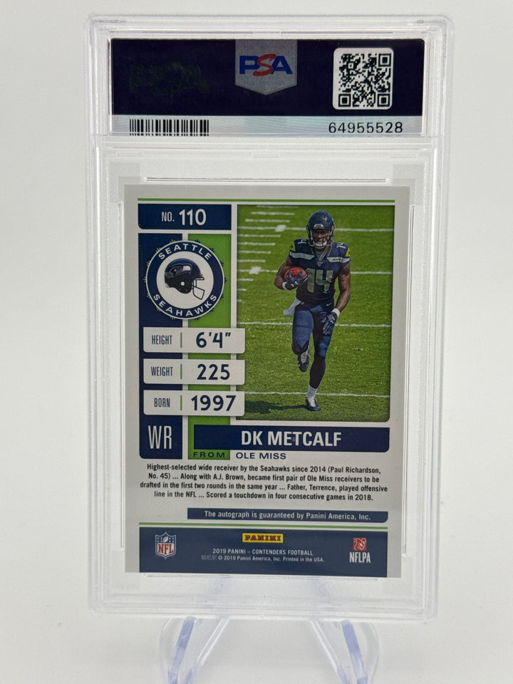 DK Metcalf 2019 Panini Contenders Team Helmet Variation Rookie Auto, PSA 9 Mint