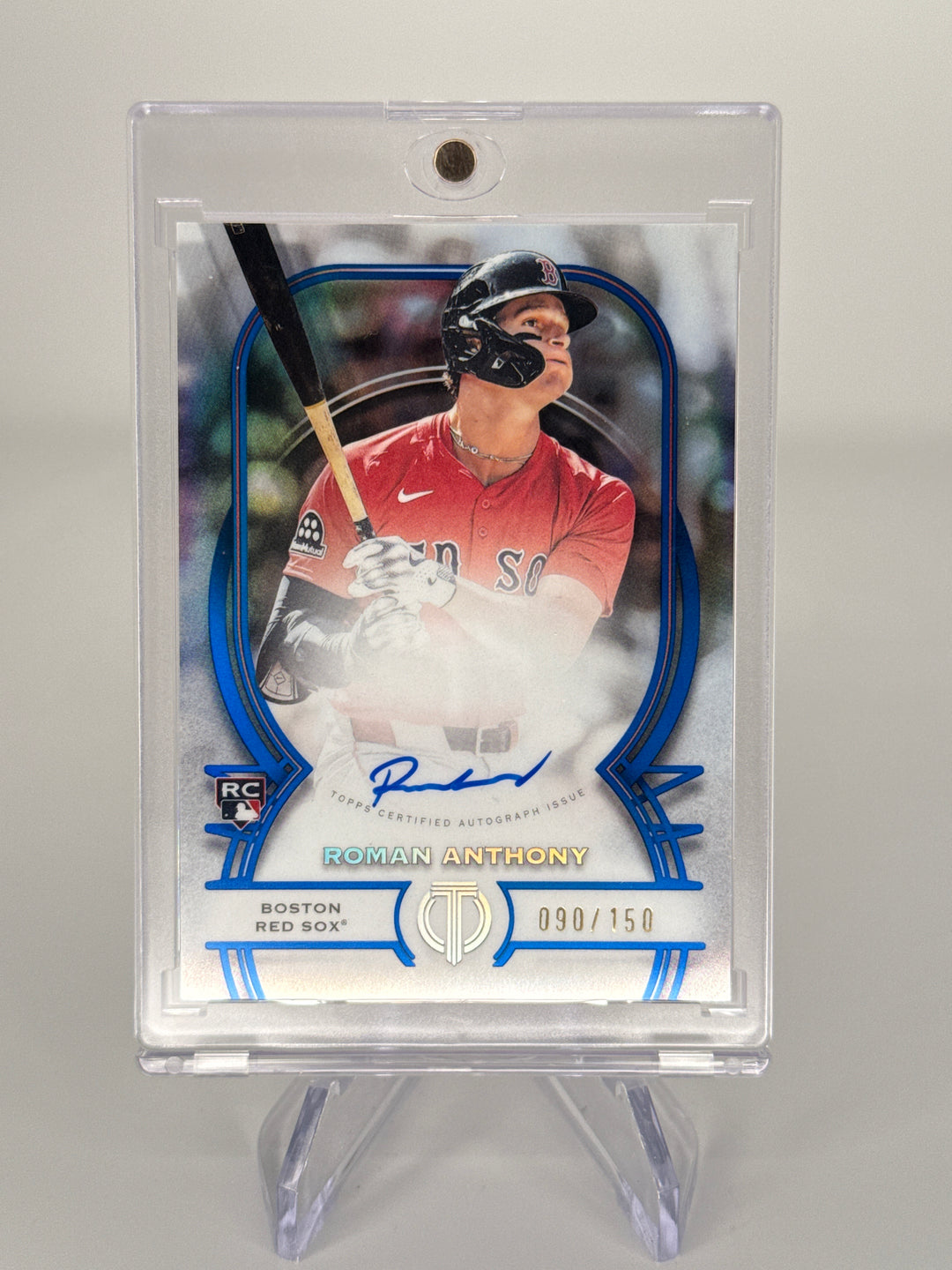 Roman Anthony 2026 Topps Tribute Blue Rookie Auto, 090/150