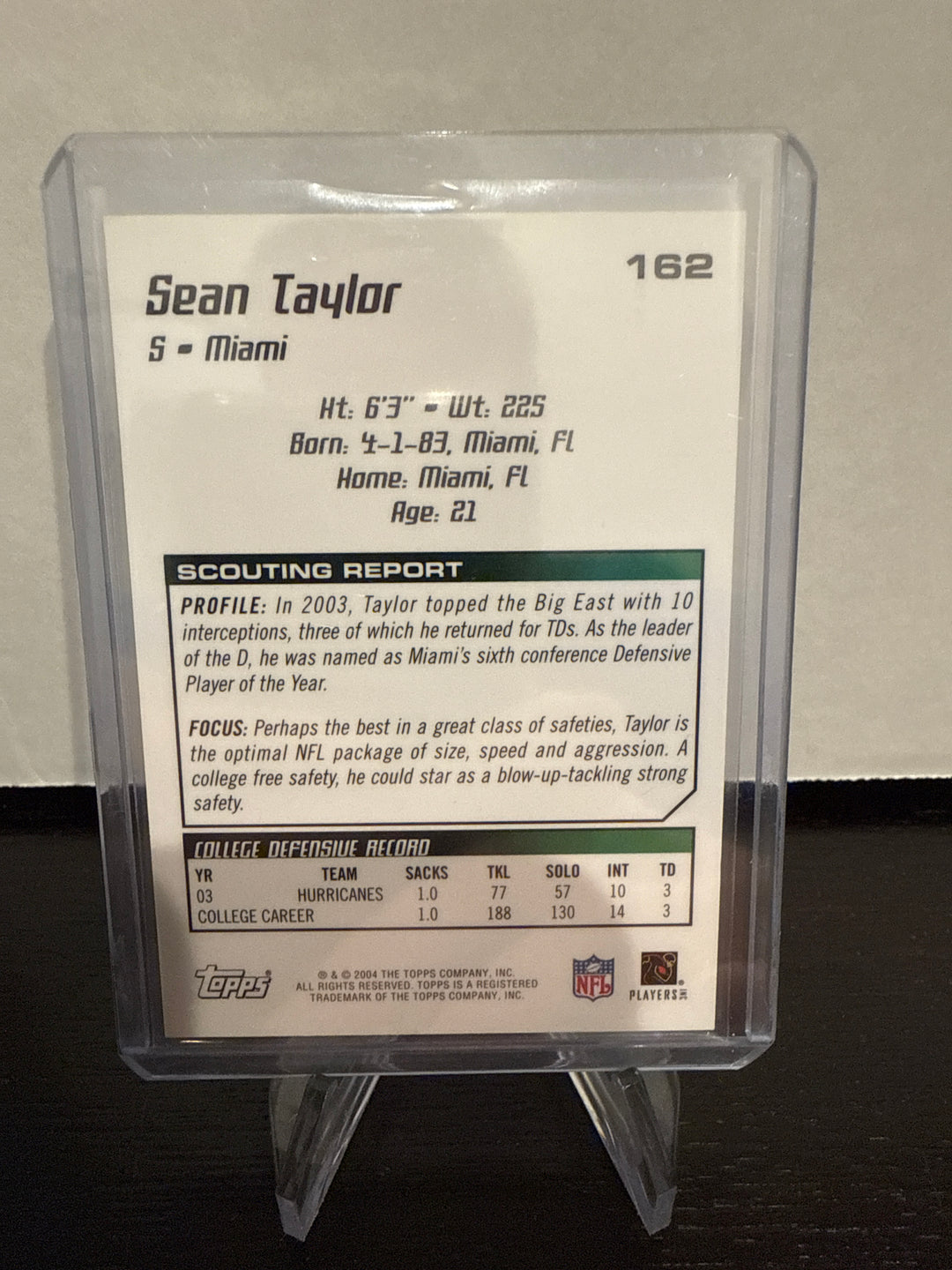 Sean Taylor 2004 Topps Draft Picks & Prospects Chrome Rookie Card