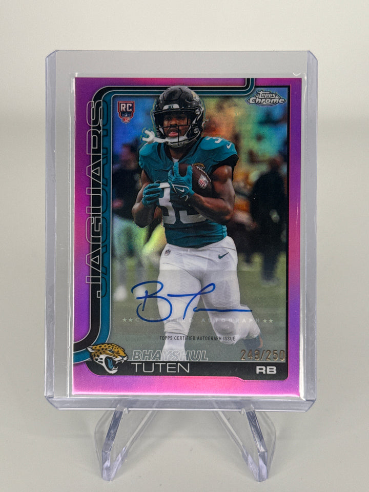 Bhayshul Tuten 2025 Topps Chrome Pink Refractor Rookie Auto, 249/250