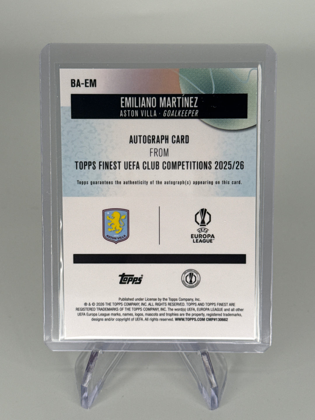 Emiliano Martinez 2026 Topps Finest Auto