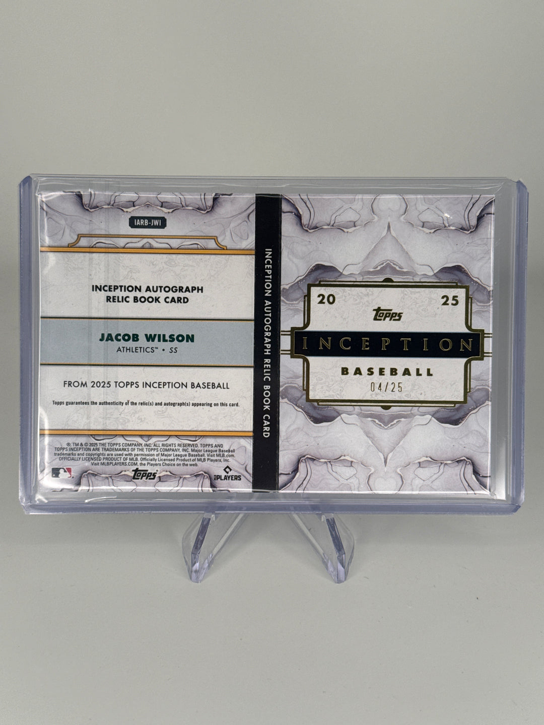 Jacob Wilson 2025 Topps Inception Rookie Patch Auto Booklet, 04/25