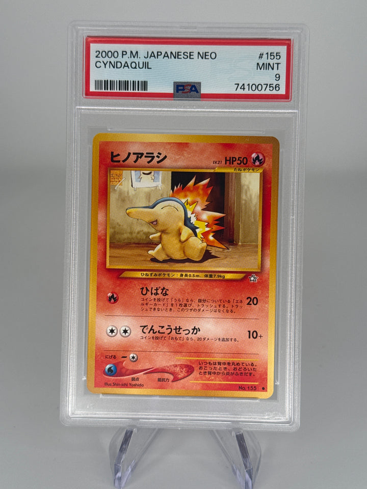 Pokemon TCG 2000 Japanese Cyndaquil Neo Premium File, 155, PSA 9 Mint