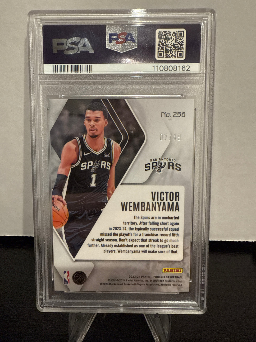 Victor Wembanyama 2023-2024 Panini Phoenix Bronze Lazer Rookie, 07/49, PSA 10 Gem Mint