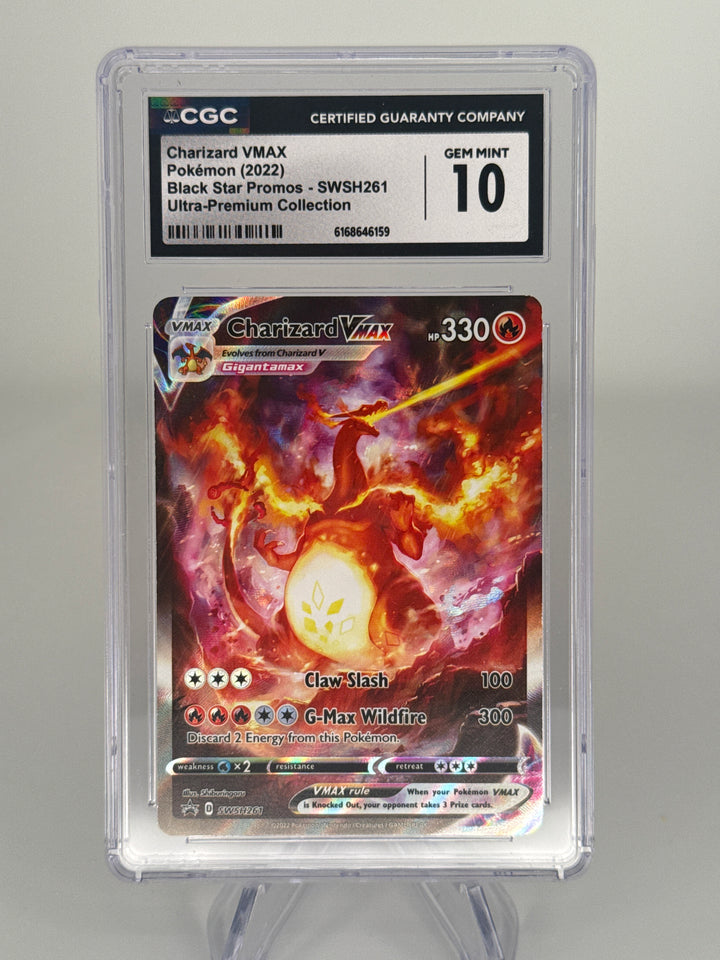 Pokemon TCG 2022 Charizard VMax Black Star Promo Ultra Premium Holo, SWSH261, CGC 10 Gem Mint