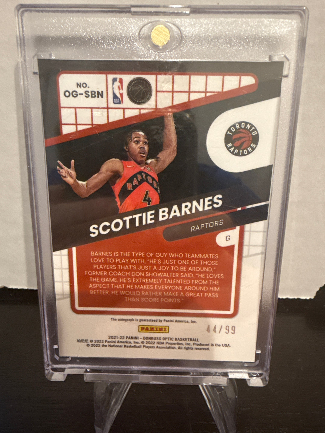 Scottie Barnes 2021 Panini Donruss Optic Opti-Graphs Rookie Auto, 44/99