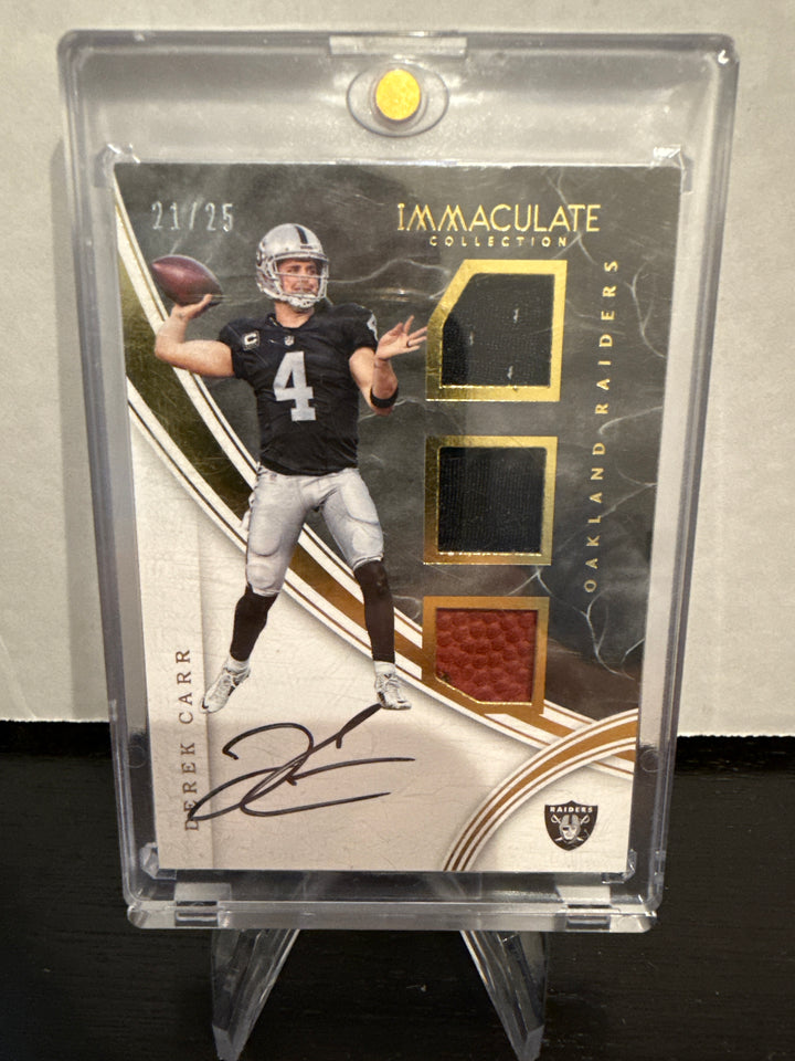 Derek Carr 2016 Panini Immaculate Triple Patch Auto, 21/25