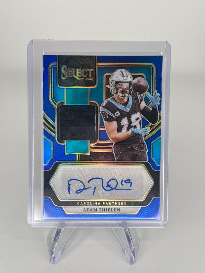 Adam Thielen 2023 Panini Select Blue Prizm Patch Auto, 66/75