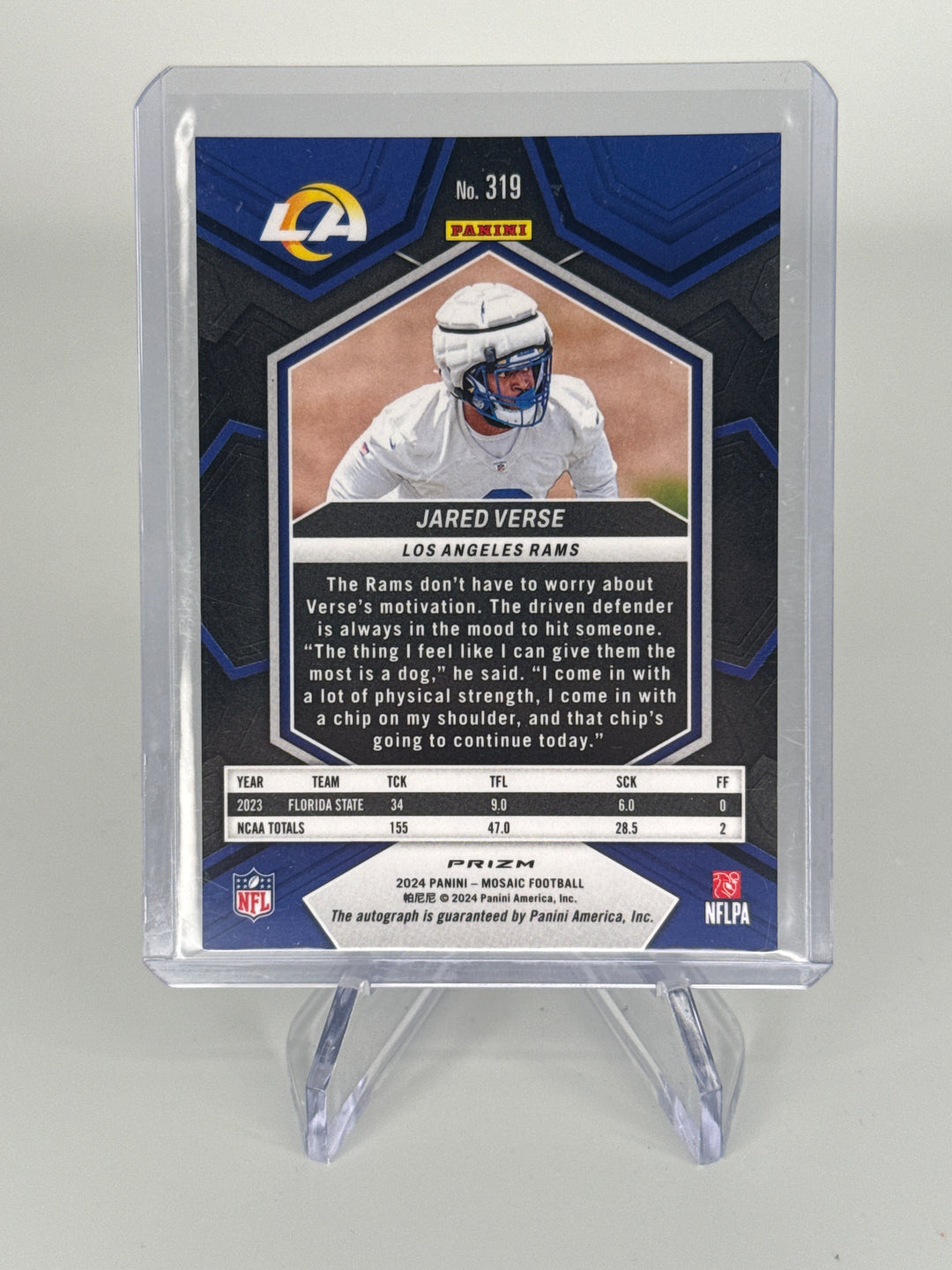 Jared Verse 2024 Panini Mosaic White Mosaic Rookie Auto