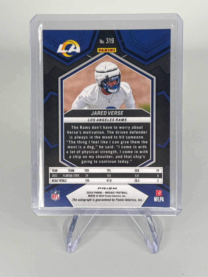 Jared Verse 2024 Panini Mosaic White Mosaic Rookie Auto