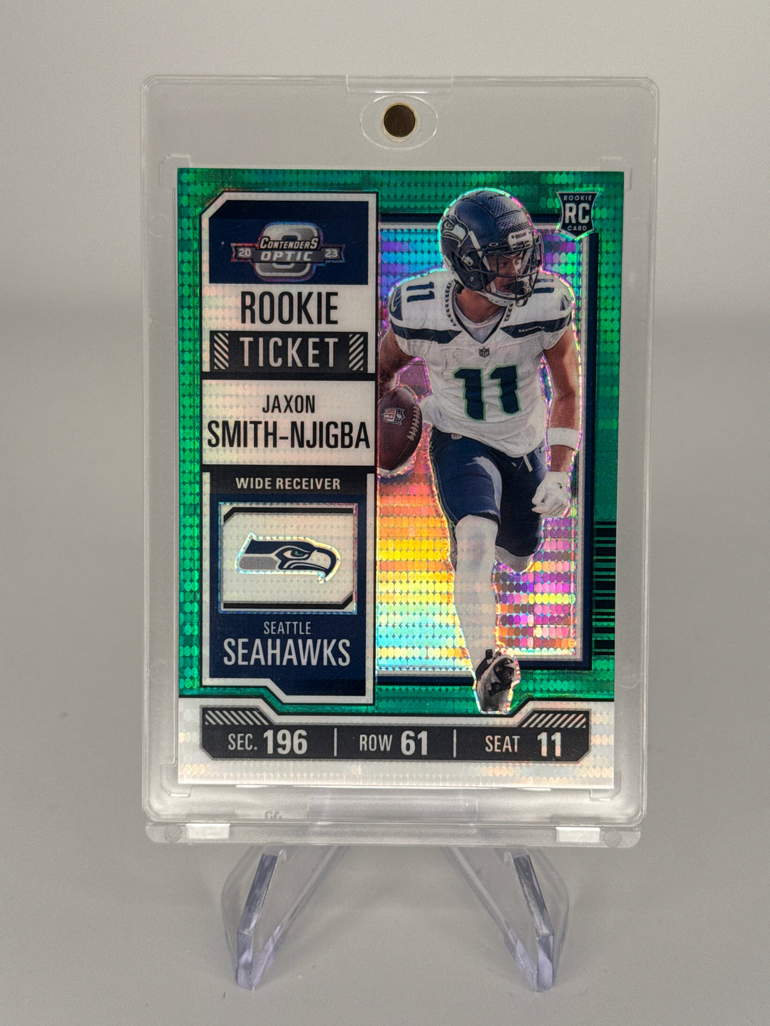 Jaxon Smith-Njigba 2023 Panini Donruss Optic Contenders Green Pulsar Rookie, 03/35