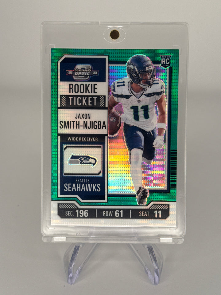 Jaxon Smith-Njigba 2023 Panini Donruss Optic Contenders Green Pulsar Rookie, 03/35