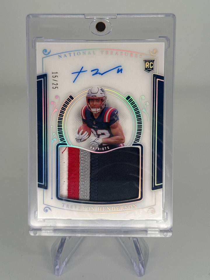 Treveyon Henderson 2025 Panini National Treasures Rookie Patch Auto, 15/25