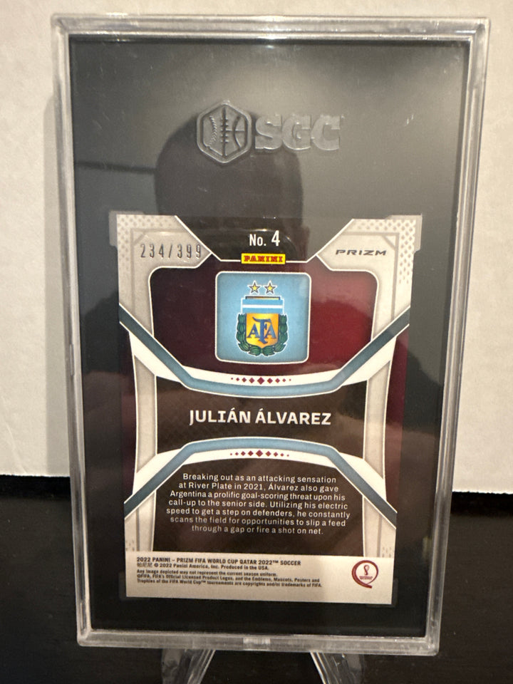 Julian Alvarez 2022 Panini Prizm World Cup Red Rookie, 234/399, SGC 9.5 Gem Mint