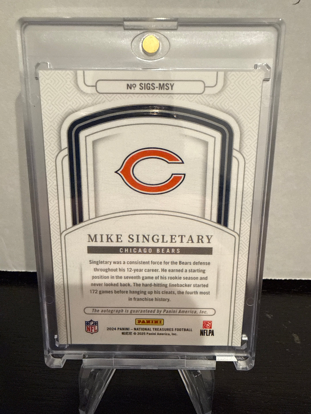 Mike Singletary 2024 Panini National Treasures Auto, 91/99