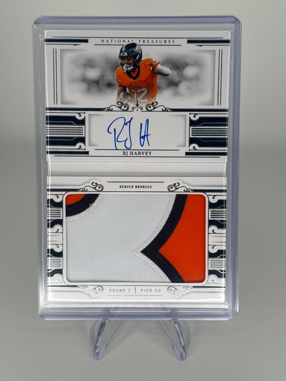 RJ Harvey 2025 Panini National Treasures Rookie Jumbo Prime Signatures Booklet, 15/99