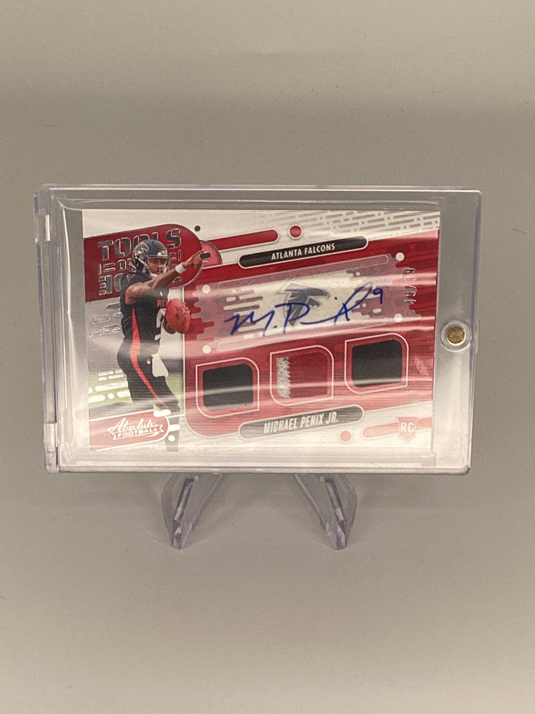 Michael Penix Jr. 2024 Panini Absolute Tools of the Trade Rookie Auto Triple Relic