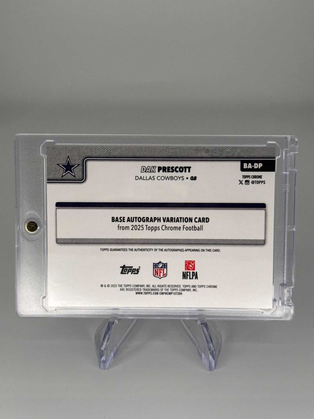 Dak Prescott 2025 Topps Chrome Black Refractor Auto, 06/10