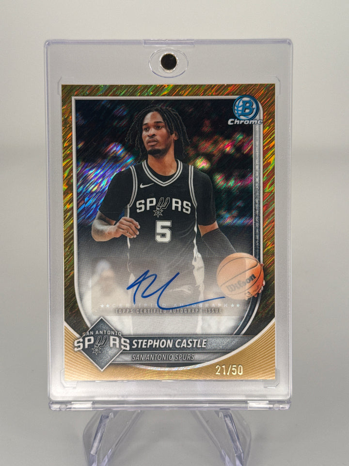 Stephon Castle 2025 Bowman Chrome Gold Shimmer Refractor Auto, 21/50