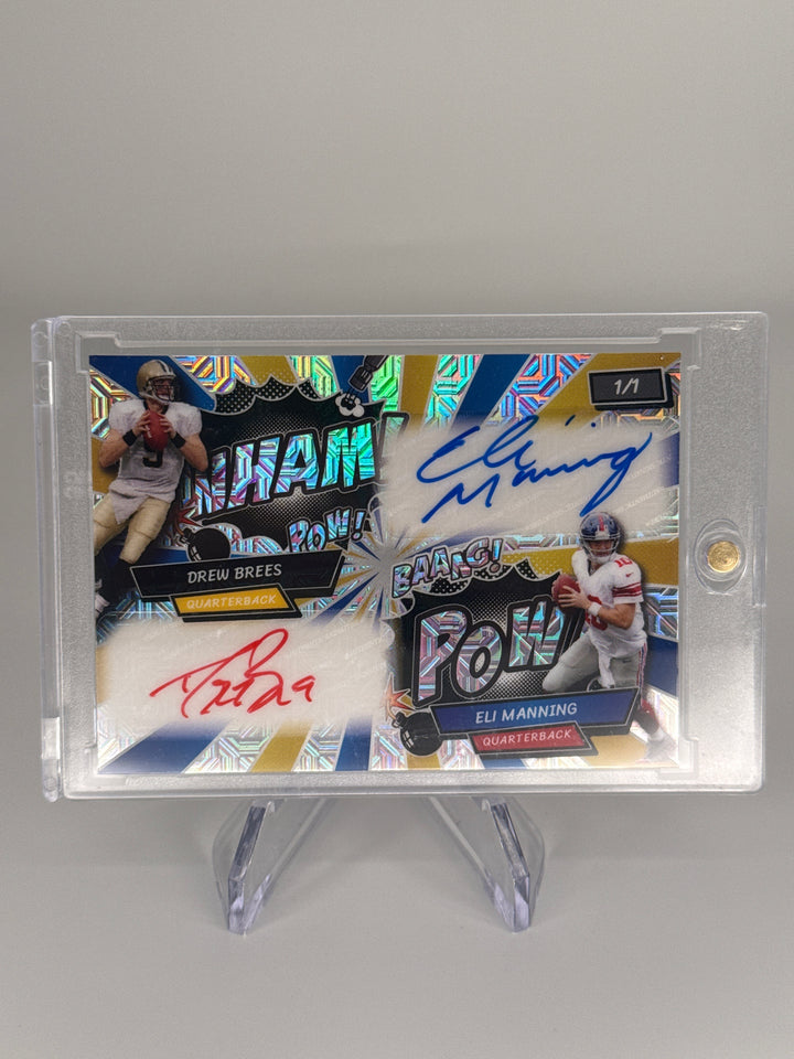 Eli Manning/Drew Brees 2024 Wild Card Alumination Comix Dual Auto Mojo 1/1