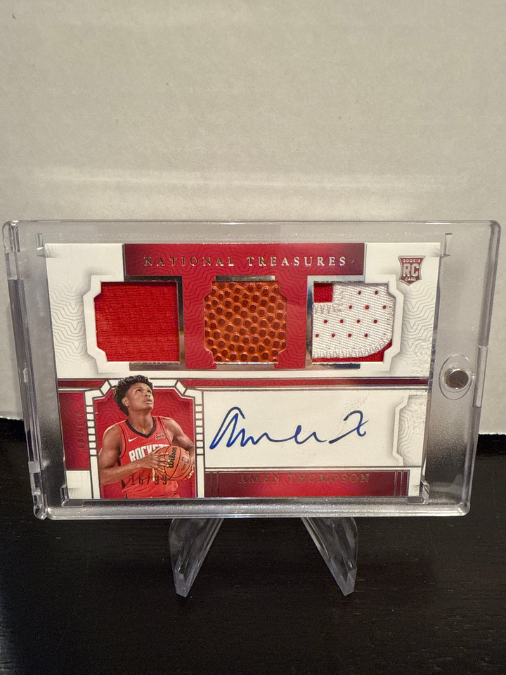 Amen Thompson 2023 Panini National Treasures Rookie Triple Patch Auto, 16/99
