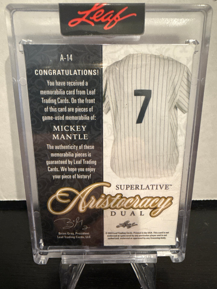Mickey Mantle 2023 Leaf Superlative Aristocracy Dual Relic, 1/5