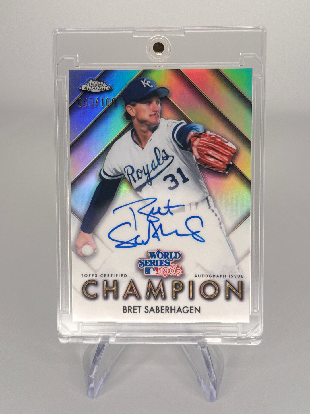 Bret Saberhagen 2026 Topps Chrome World Series Champion Auto, 050/100