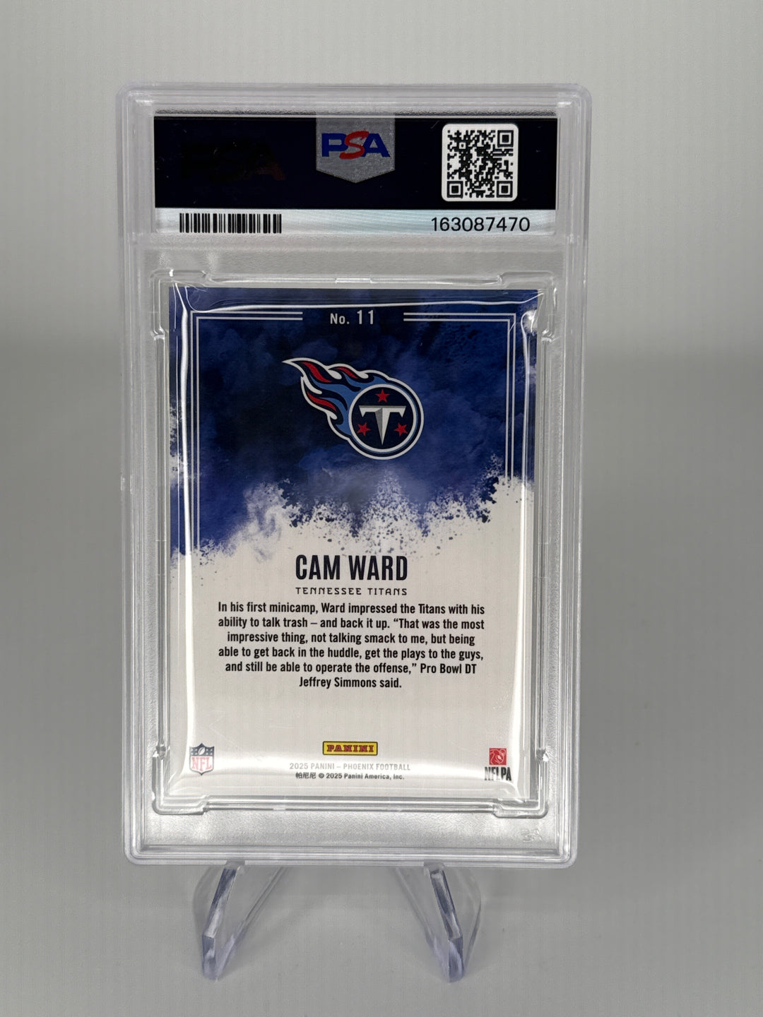 Cam Ward 2025 Panini Phoenix SSP Case Hit Color Blast, PSA 9 Mint