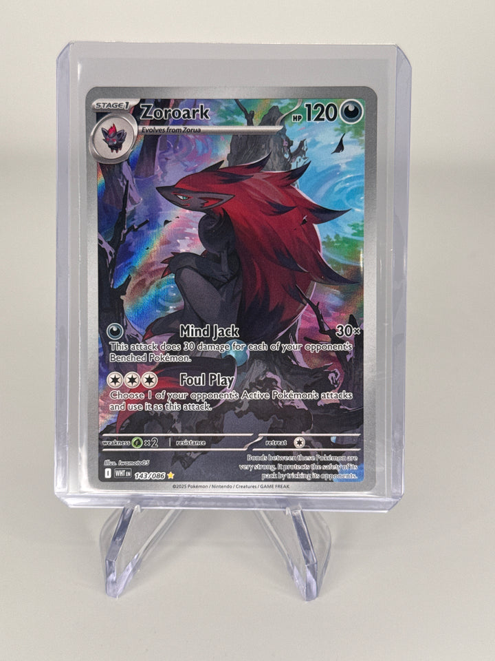 Pokemon TCG 2025 Zoroark White Flare Full Art Illustration Rare, 143/086