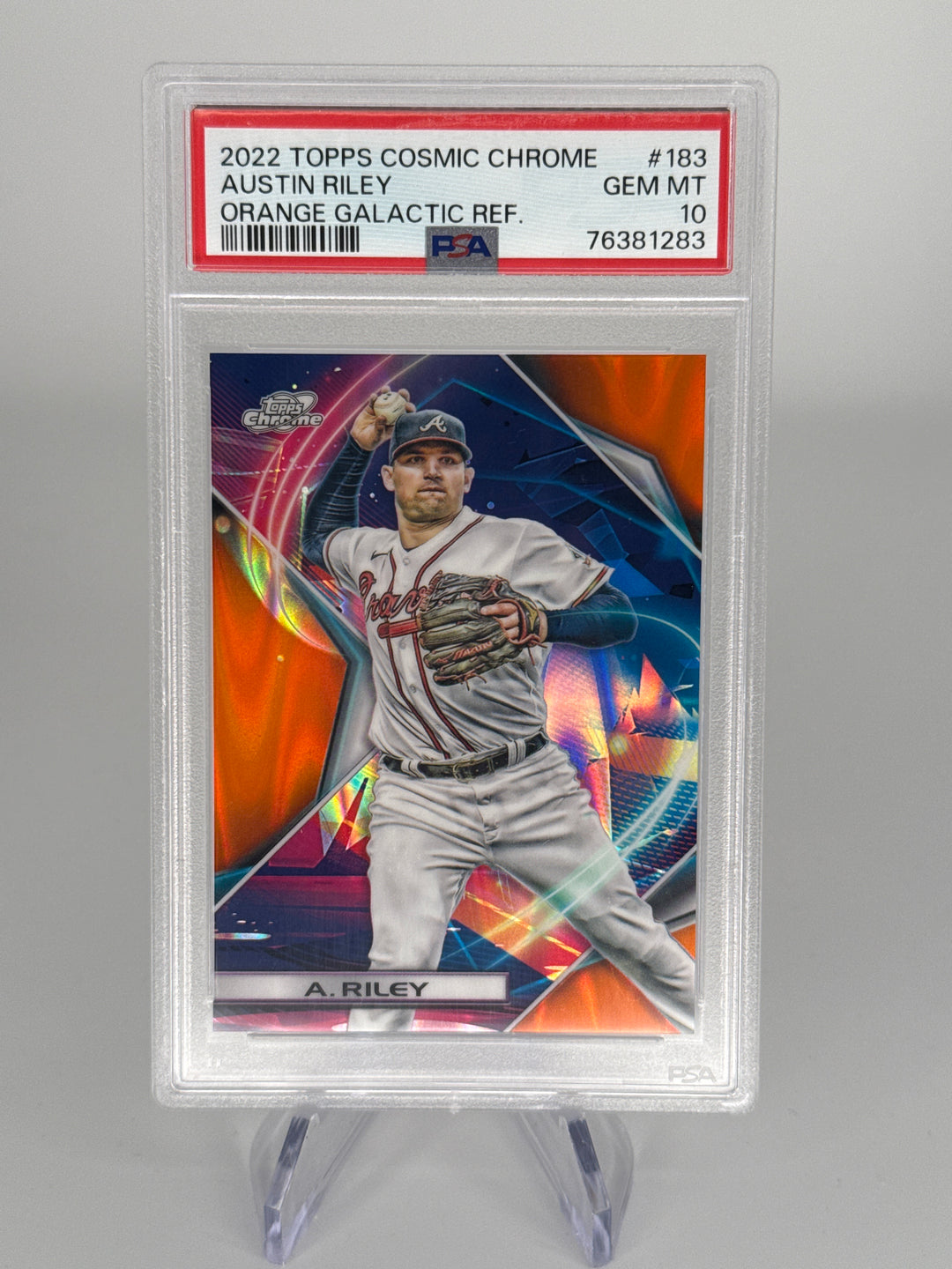 Austin Riley 2022 Topps Chrome Cosmic Orange Galactic Refractor, 01/25, PSA 10 Gem Mint