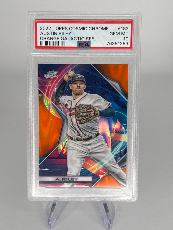 Austin Riley 2022 Topps Chrome Cosmic Orange Galactic Refractor, 01/25, PSA 10 Gem Mint
