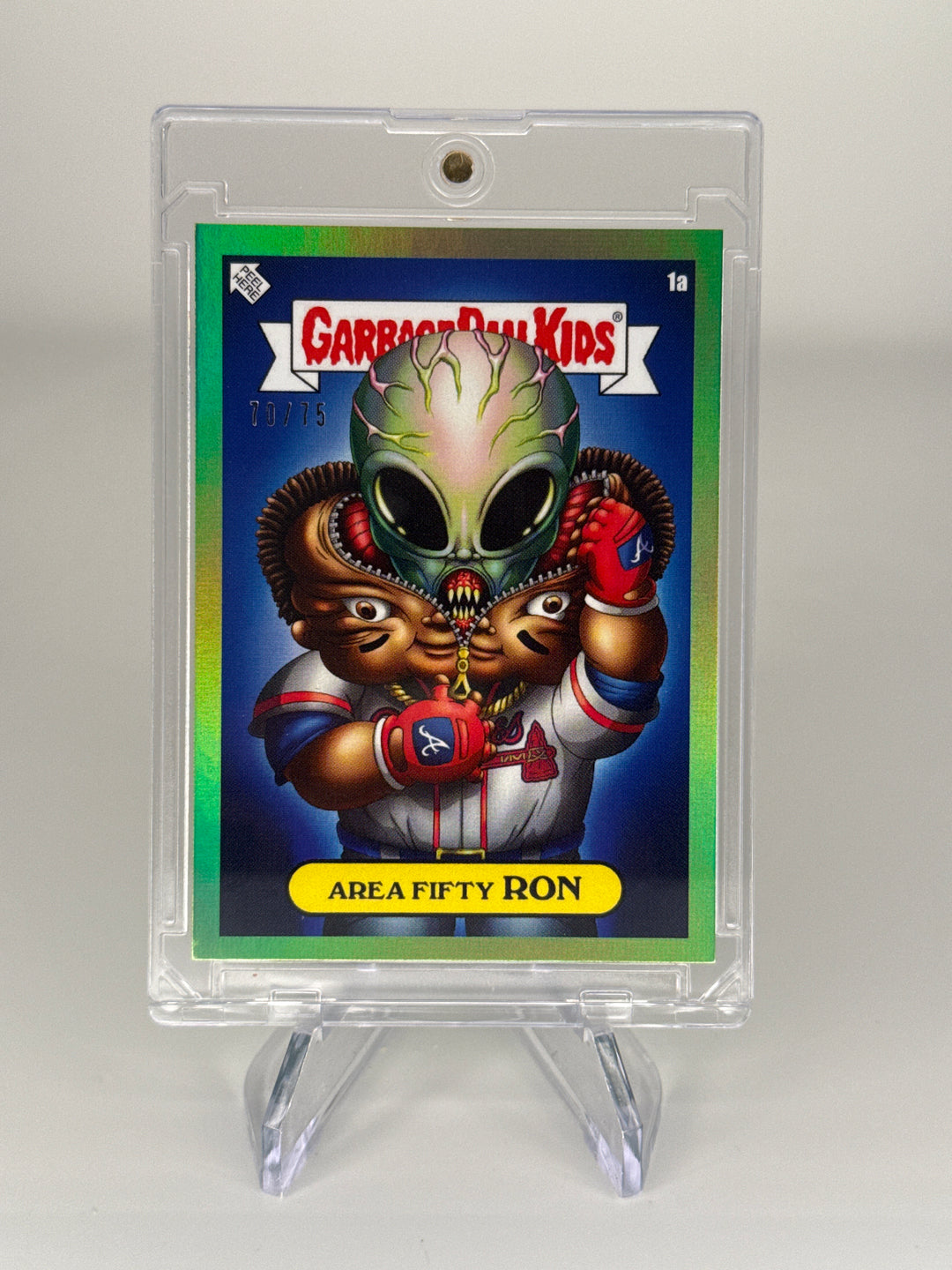 Ronald Acuna Jr. 2022 Topps X Garbage Pail Kids Area Fifty Ron Green Foil, 70/75