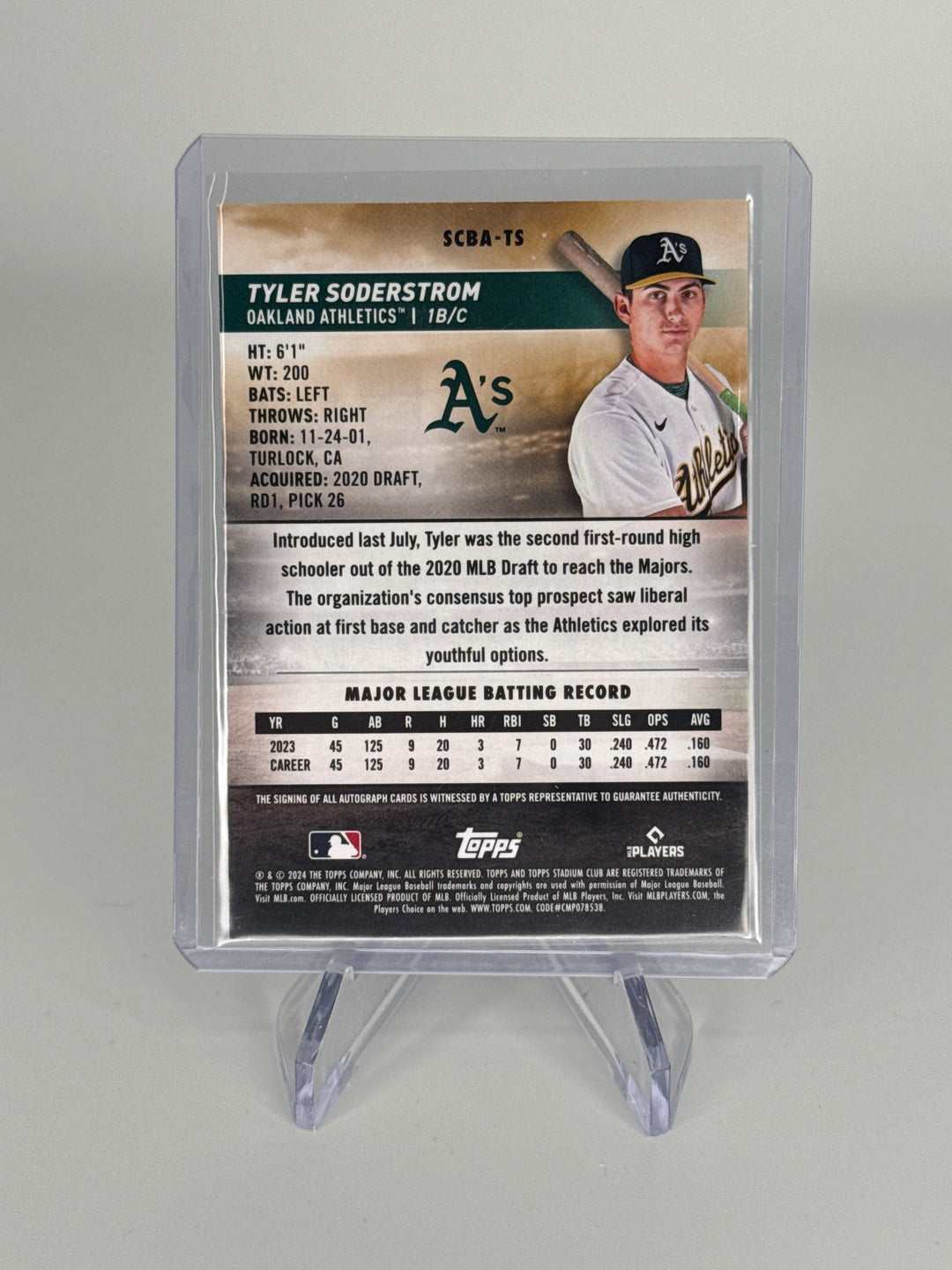 Tyler Soderstrom 2024 Topps Stadium Club Rookie Auto