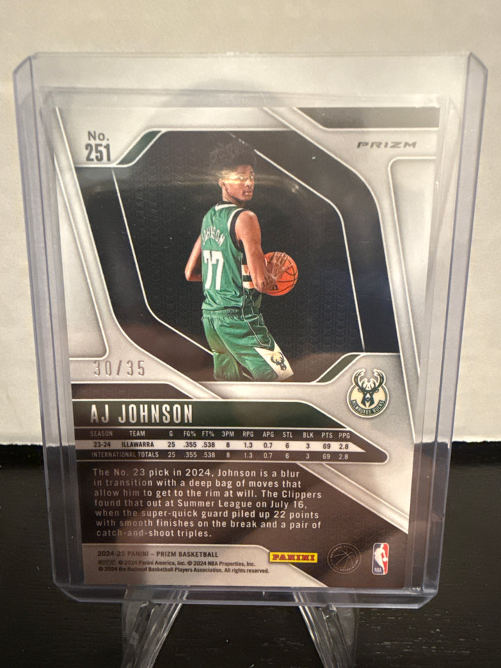 AJ Johnson 2024 Panini Prizm Purple Seismic Rookie, 30/35