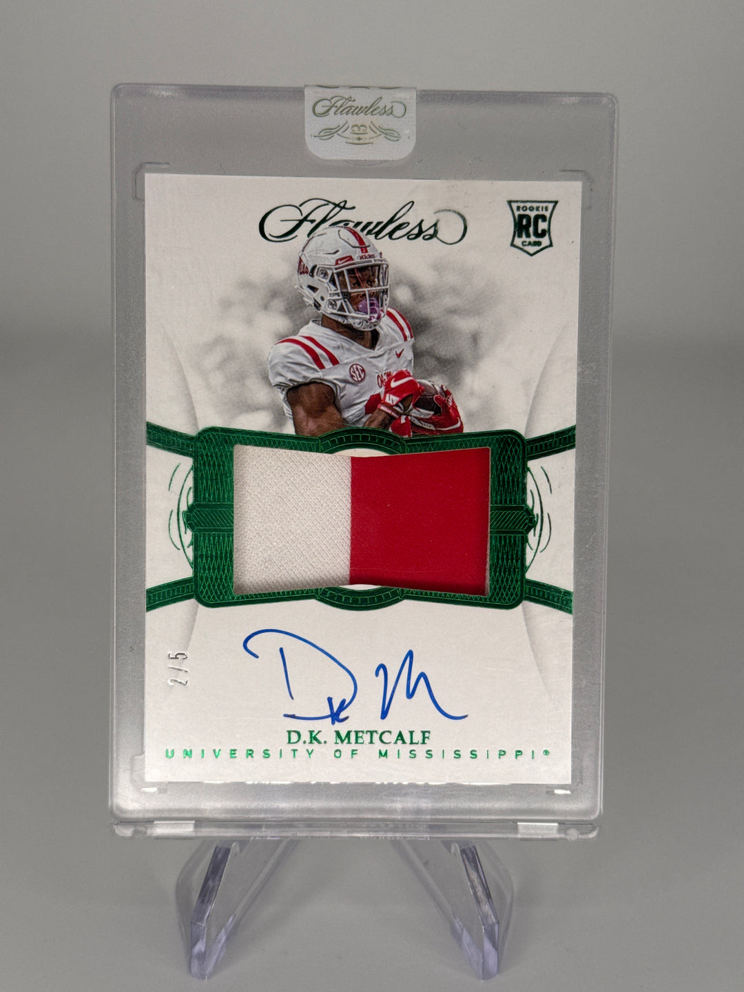 DK Metcalf 2019 Panini Flawless Collegiate Rookie Patch Auto Emerald, 2/5