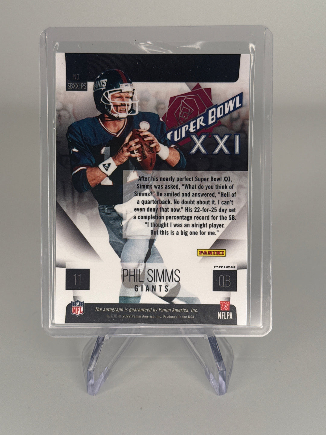 Phil Simms 2022 Panini Super Bowl Auto