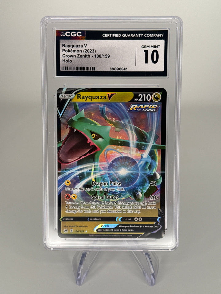Pokemon TCG 2023 Rayquaza V Crown Zenith Holo, 100/159, CGC 10 Gem Mint
