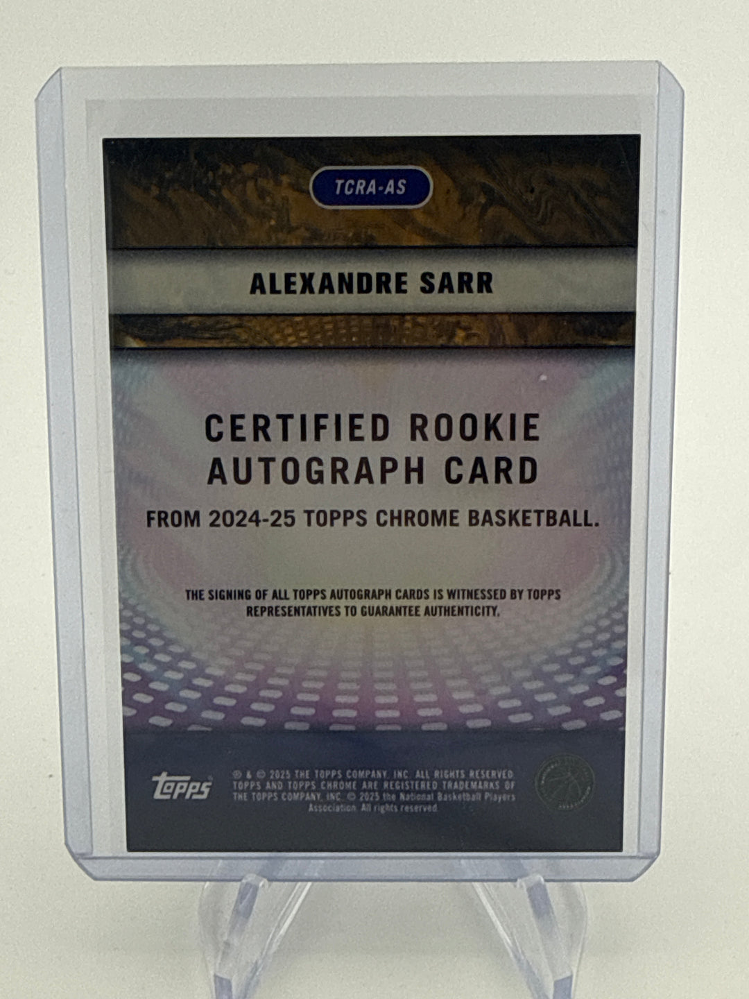 Alexandre Sarr 2025 Topps Chrome Certified Rookie Auto