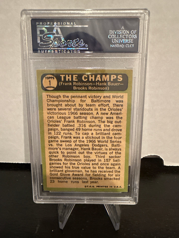 Frank Robinson/Hank Bauer/Brooks Robinson 1967 Topps The Champs, PSA 6