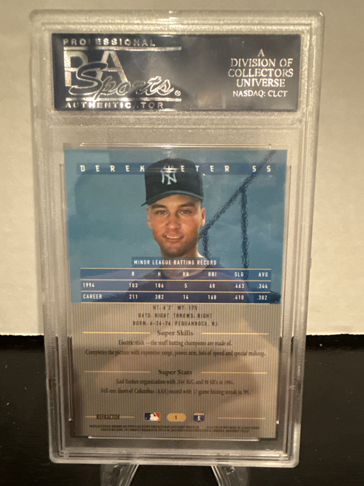 Derek Jeter 1995 Bowman's Best Blue Refractor Rookie, PSA 9 Mint