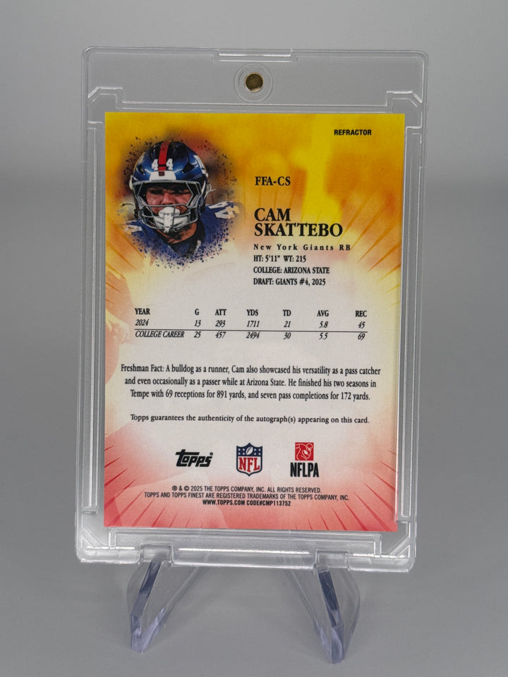 Cam Skattebo 2025 Topps Finest Freshman Rookie Refractor Auto